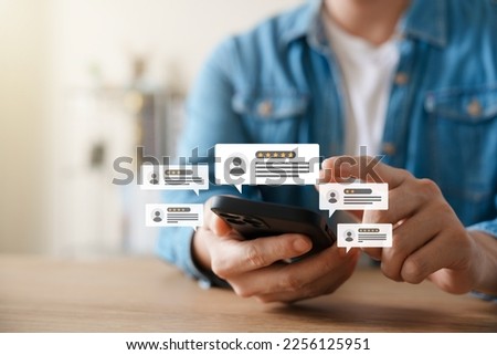 Customer Satisfaction Survey Concept, Users Rate Service Experiences On Online Application, Customers Can Evaluate Quality Of Service Leading To Business Reputation Rating. Royalty-Free Stock Photo #2256125951