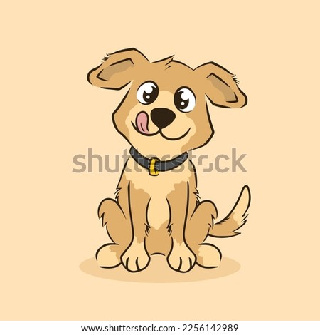 Cute pet dog cartoon character vector illustration. Isolated on white background. Cute little dog.