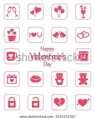 Valentines day celebration icon set - Vector 
