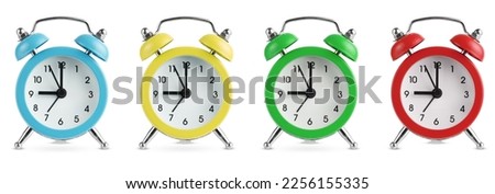 Set of alarm clocks isolated on white background with clipping path. 