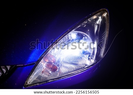 car headlight headlight of modern prestigious car close up.