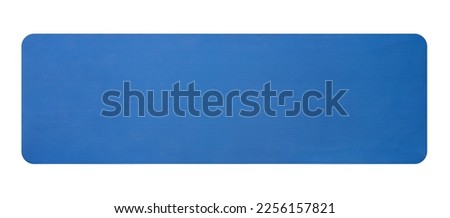 Top view of Blue rolled out yoga mat isolated on white background with clipping path Royalty-Free Stock Photo #2256157821
