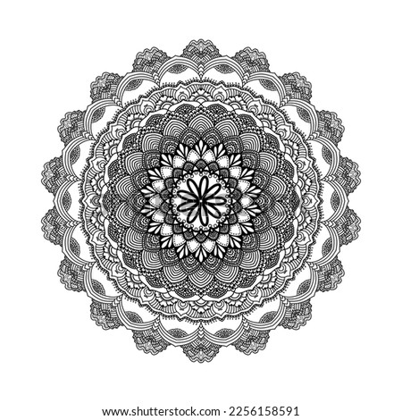 Hand drawn simple pattern in the form of a mandala for tattoo, decorative ornament in western style.  Oriental Ethnic Coloring Book Pages