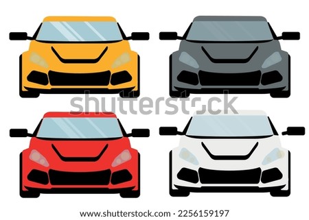 four sports cars on a white background red gray yellow and white vector illustration