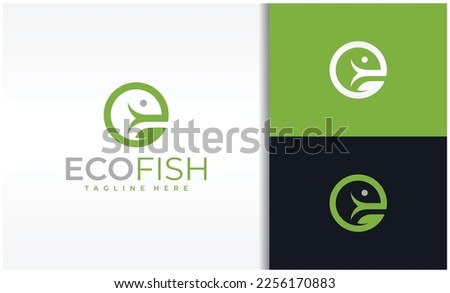 Fish nature leaf logo vector