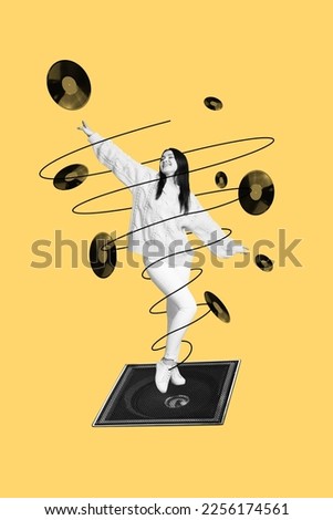 Creative photo 3d collage poster artwork of crazy happy lady relax rest holiday event friday evening isolated on painted background