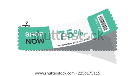 Cut out coupon. Buy now, modern marketing methods. Advertising poster or banner for website. Discounts, sales and promotions in store, gift voucher. Cartoon flat vector illustration