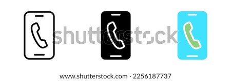 Phone with call line icon. Call, appeal, communication, unavailable, available, communication, help, call center, help. Vector icon in line, black and colorful style on white background