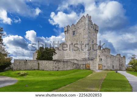 Ross Castle is a 15th-century tower house in County Kerry, Ireland Royalty-Free Stock Photo #2256202853