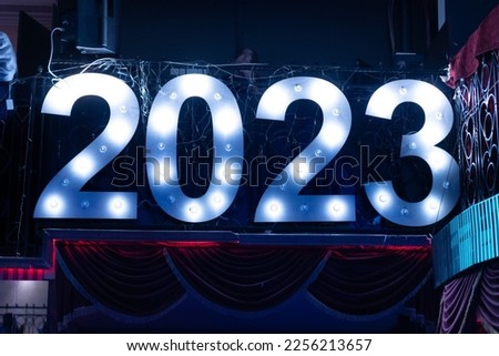 Blue Glowing light numbers 2023