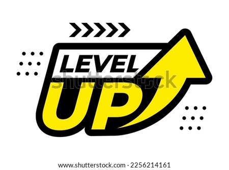 modern level up typography logo design. level up text with arrow. vector illustration Royalty-Free Stock Photo #2256214161
