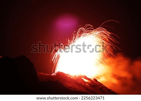 Volcanic activity of the Stromboli volcano.