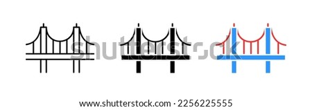 Bridge icons set. Style, design, building, city, design, architecture, landscape, business, concrete, construction, modern, engineering. Infrastructure concept. Vector line icon in different styles
