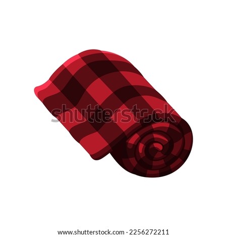 Checkered blanket sticker. Vector illustration of cute fall item. Cartoon blanket isolated on white background. Autumn decor concept Royalty-Free Stock Photo #2256272211