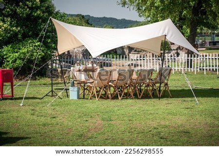 Outdoor camping equipment such as tents, tables and chairs