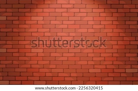 Red Brick wall texture with spotlight. Vintage Textured Background in cartoon style. Vector illustration Royalty-Free Stock Photo #2256320415