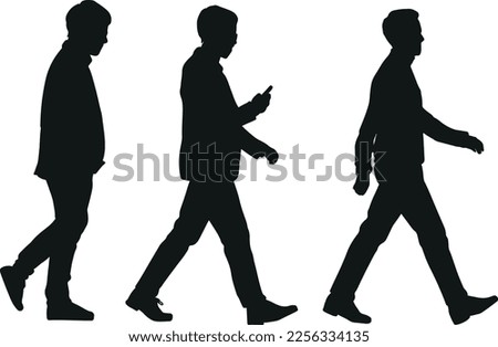 VECTOR MEN WALKING SIMPLE SILHOUETTE Royalty-Free Stock Photo #2256334135