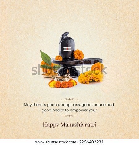 Happy Maha Shivratri Lord Shiva Ling decorated with flowers and leaf Royalty-Free Stock Photo #2256402231