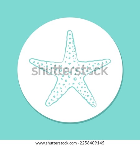 Hand drawn starfish sticker, aquatic marine life illustration