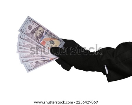 A picture of suspicious hand appear from giving fake money. Loan shark and financial assist.