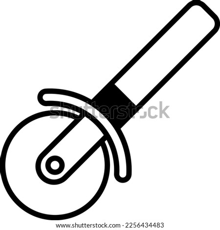 A simple monochrome illustration of a pizza cutter