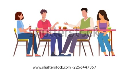 Team lunch at office, tea break at office, sharing food items with your colleague, break time in the office, How to spend free time at office?, two couples having their meal together, employees talkin