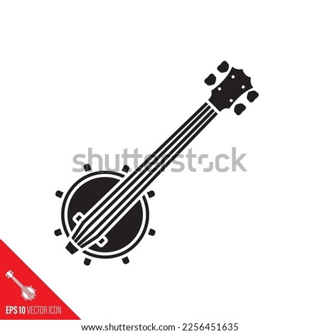 Four string banjo vector glyph icon