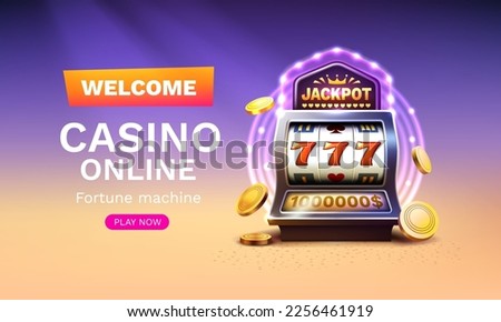 Casino slots machine winner, jackpot fortune of luck, 777 win banner. Vector illustration Royalty-Free Stock Photo #2256461919