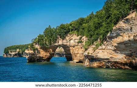 Scenic Pictured Rock Lakeshore from lake Superior Northern Michigan