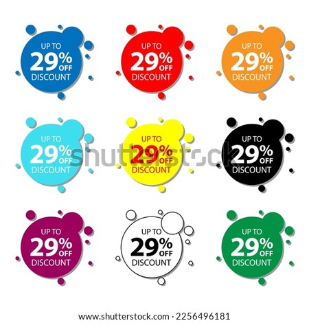 29 percent offer set of colorful sale labels or stickers
