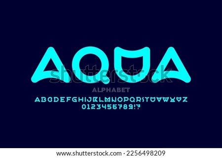 Aqua style font, alphabet letters and numbers vector illustration Royalty-Free Stock Photo #2256498209