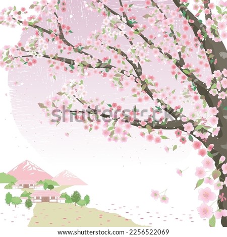 Korean spring scenery vector illustration. Design for social media, party invitation, Frame Clip Art and Business Advertisement