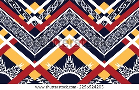 Geometric ethnic pattern vector background. seamless pattern traditional,Design for background, wallpaper, Batik, fabric, carpet, clothing, wrapping, and textile. Colorful ethnic pattern