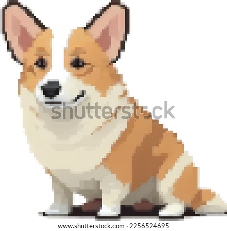 dog corgi breeds pixel art vector illustration.