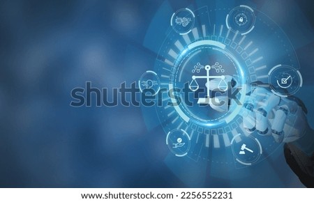 AI ethics or AI Law concept. Developing AI codes of ethics. Compliance, regulation, standard , business policy and responsibility for guarding against unintended bias in machine learning algorithms.  Royalty-Free Stock Photo #2256552231