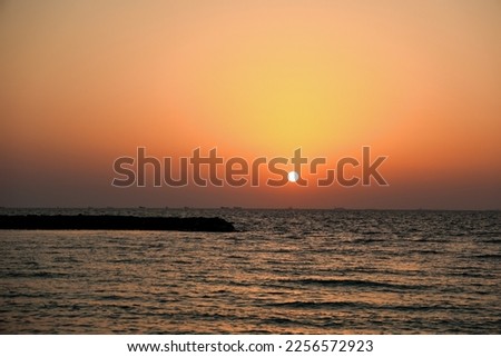 beautiful sunsen in Dubai, Red Sky and Blue sea