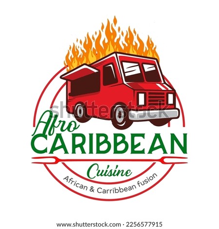 food truck logo, truck, fast food, cuisine restaurant, african food, caribbean cuisine Royalty-Free Stock Photo #2256577915