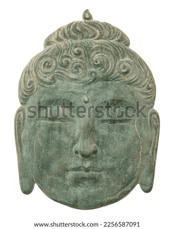 Buddha concrete stone head isolated on white background