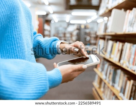 Phone, university and student hands on education, learning or college website, internet search or school library, about us or contact. Campus, research or hand with smartphone for social media chat