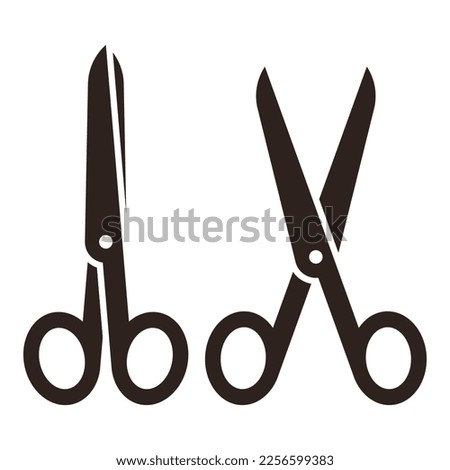 Open and closed scissors isolated on white background