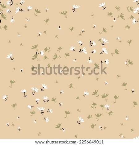 all over vector flowers pattern and floral pattern on brown background stock  Royalty-Free Stock Photo #2256649011