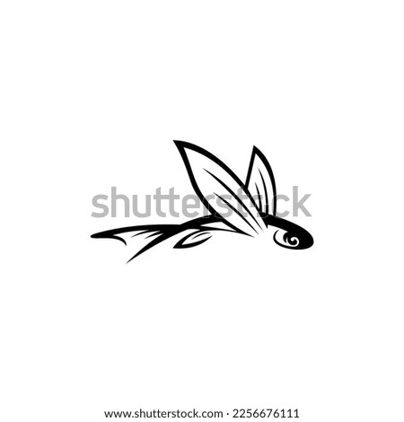 flying fish illustration vector logo