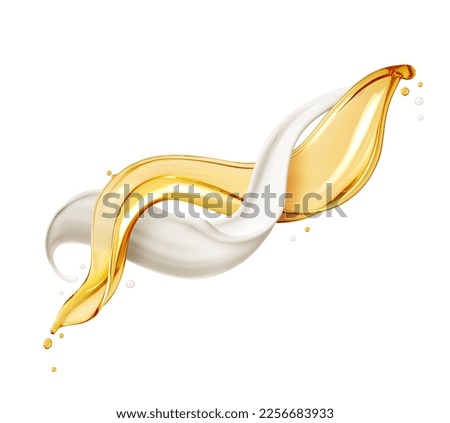 Beautiful milk and oily splashes isolated on a white background Royalty-Free Stock Photo #2256683933