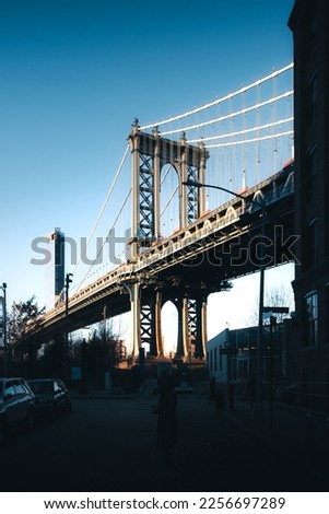 Manhattan bridge at the sunset in New York