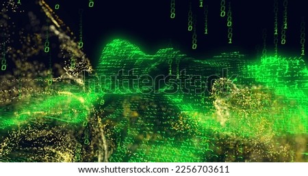 Composite of binary coding and data processing. Global networks, business, finances, computing and data processing concept digitally generated image.