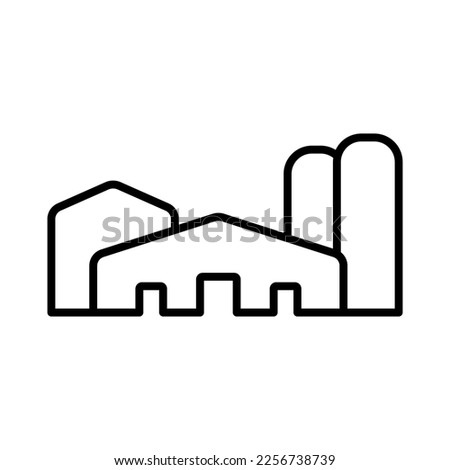 Building icon. Black contour linear silhouette. Front view. Editable strokes. Vector simple flat graphic illustration. Isolated object on a white background. Isolate.