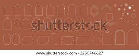 Modern Minimalist Aesthetic linear frames, arches, stars and elements Royalty-Free Stock Photo #2256746627