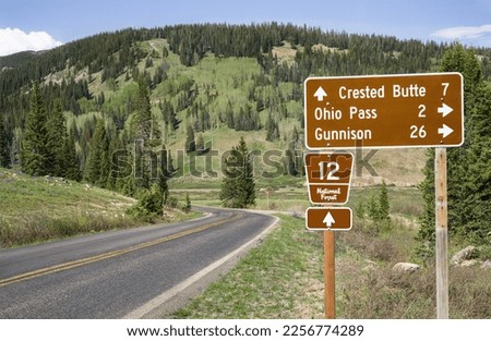Colorado Destinations Road Sign:  A  sign in central Colorado shows distances to popular destinations.
