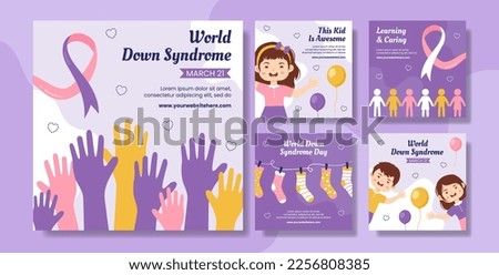 World Down Syndrome Day Social Media Post Flat Cartoon Hand Drawn Templates Illustration Royalty-Free Stock Photo #2256808385