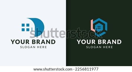 Simple line house logo design vector